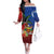 Personalised Fiji and Rotuma Together Family Matching Off The Shoulder Long Sleeve Dress and Hawaiian Shirt Fjian Masi and Pacific Pattern Mix Culture