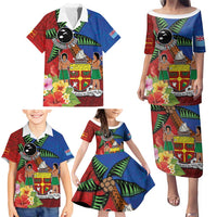 Personalised Fiji and Rotuma Together Family Matching Puletasi and Hawaiian Shirt Fjian Masi and Pacific Pattern Mix Culture