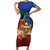 Personalised Fiji and Rotuma Together Family Matching Short Sleeve Bodycon Dress and Hawaiian Shirt Fjian Masi and Pacific Pattern Mix Culture