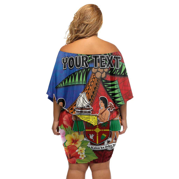 Personalised Fiji and Rotuma Together Off Shoulder Short Dress Fjian ...