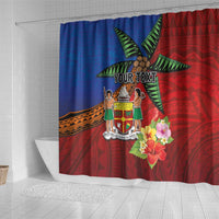 Personalised Fiji and Rotuma Together Shower Curtain Fjian Masi and Pacific Pattern Mix Culture