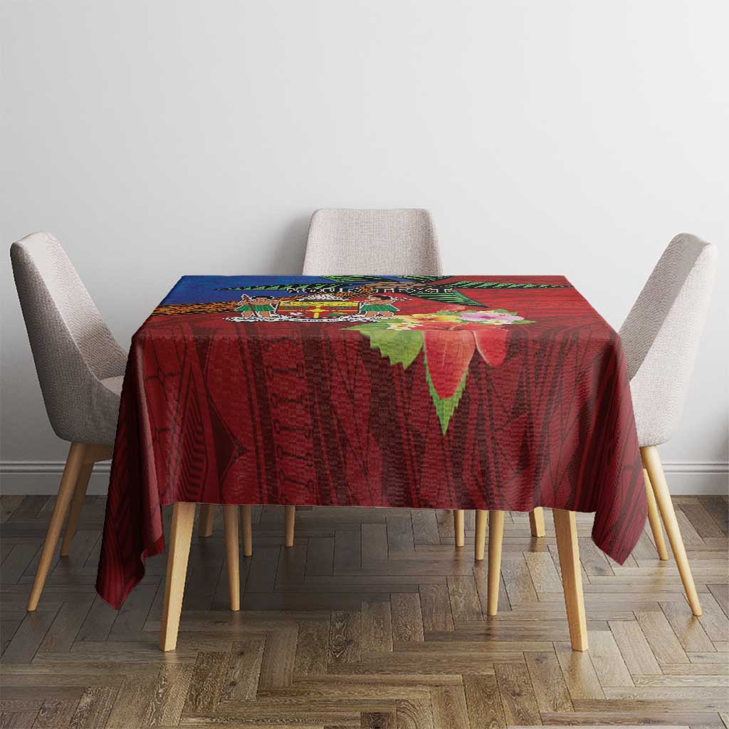 Personalised Fiji and Rotuma Together Tablecloth Fjian Masi and Pacific Pattern Mix Culture