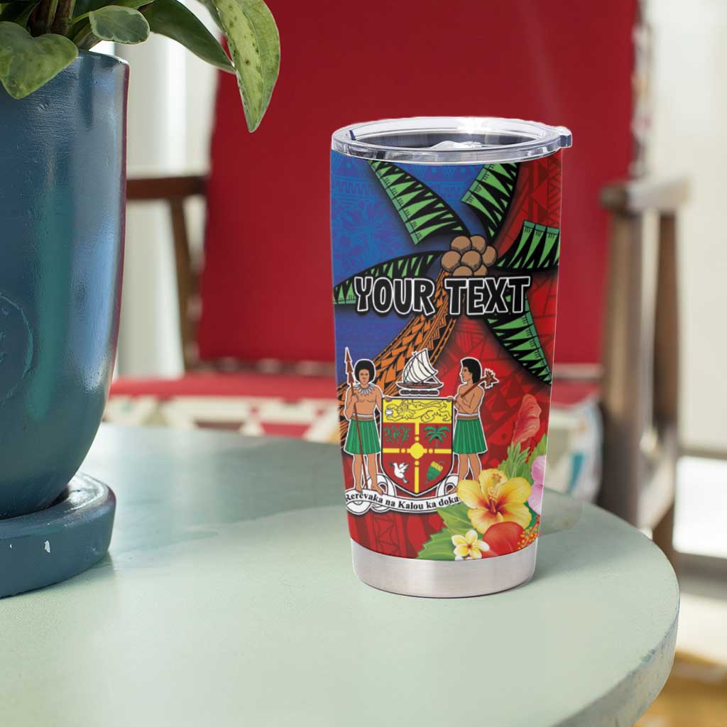 Personalised Fiji and Rotuma Together Tumbler Cup Fjian Masi and Pacific Pattern Mix Culture