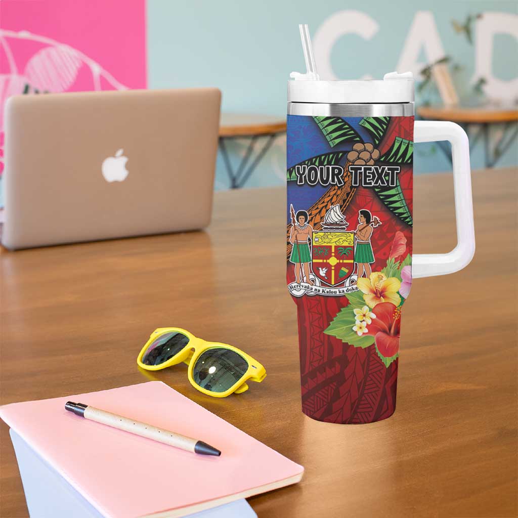 Personalised Fiji and Rotuma Together Tumbler With Handle Fjian Masi and Pacific Pattern Mix Culture