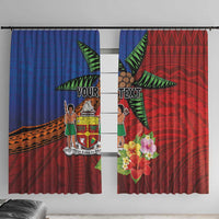 Personalised Fiji and Rotuma Together Window Curtain Fjian Masi and Pacific Pattern Mix Culture