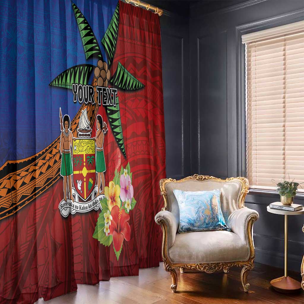 Personalised Fiji and Rotuma Together Window Curtain Fjian Masi and Pacific Pattern Mix Culture