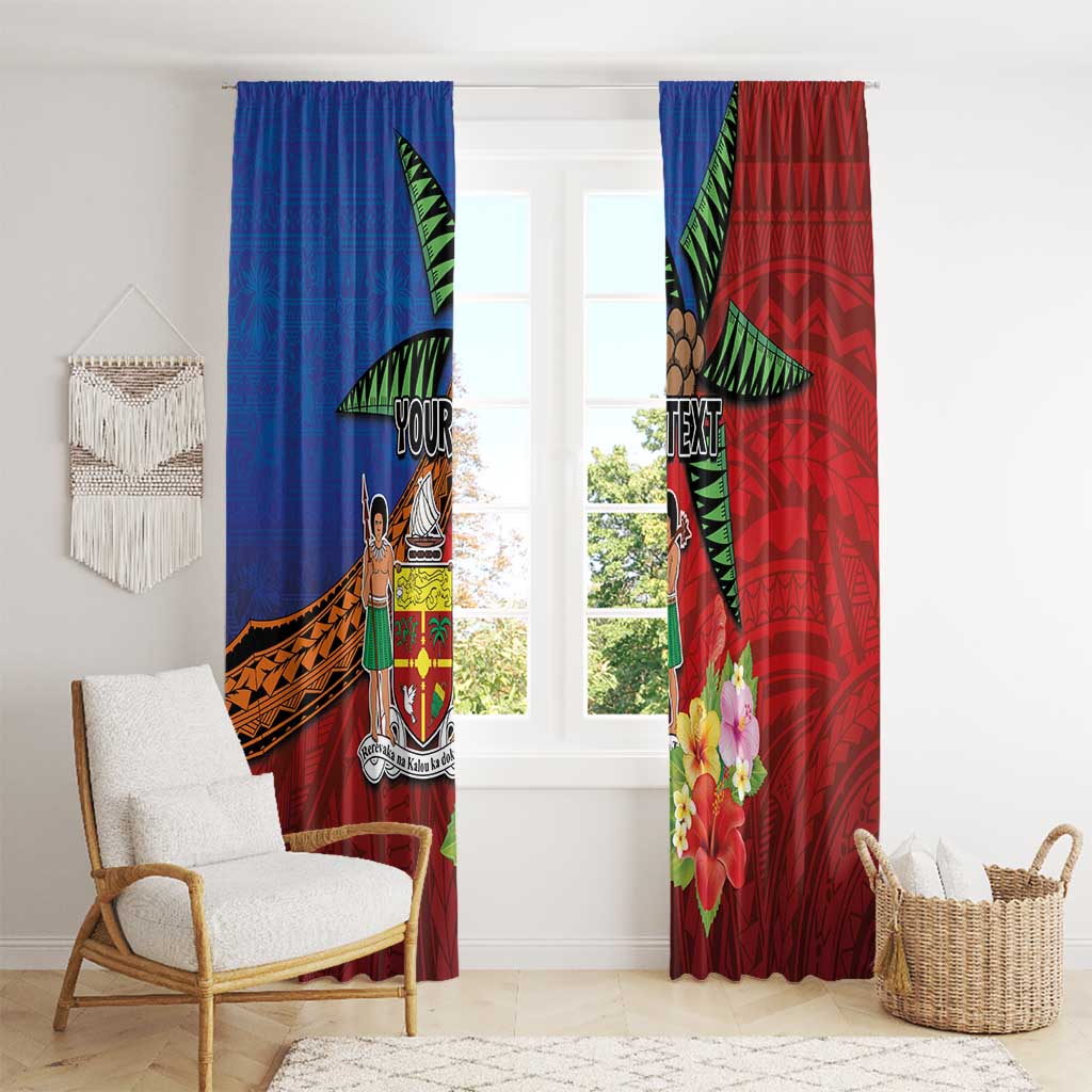 Personalised Fiji and Rotuma Together Window Curtain Fjian Masi and Pacific Pattern Mix Culture