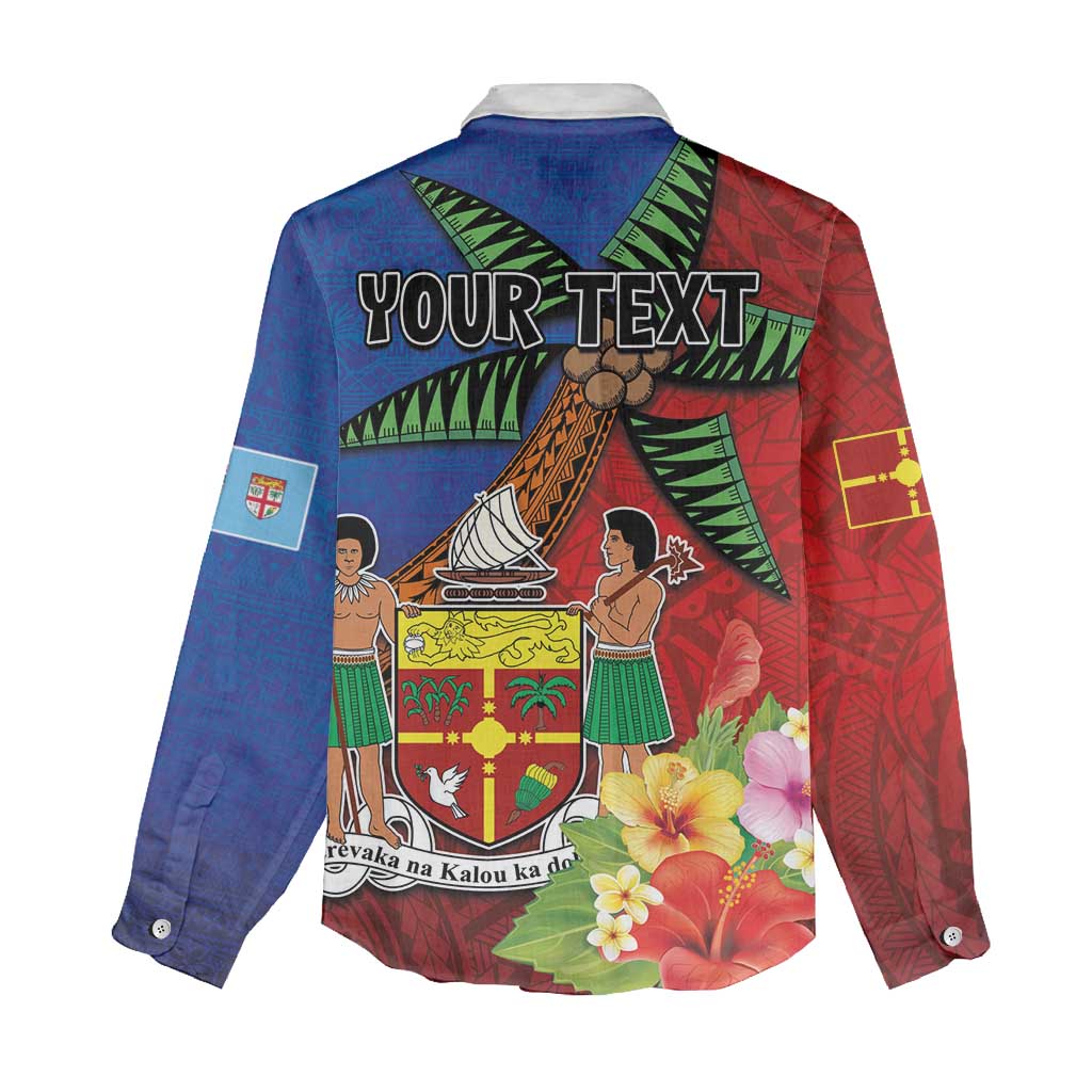 Personalised Fiji and Rotuma Together Women Casual Shirt Fjian Masi and Pacific Pattern Mix Culture