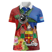 Personalised Fiji and Rotuma Together Women Polo Shirt Fjian Masi and Pacific Pattern Mix Culture