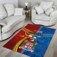 Personalised Fiji and Rotuma Together Area Rug Tapa and Pacific Art Pattern with Cultural Emblems Half Style