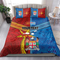 Personalised Fiji and Rotuma Together Bedding Set Tapa and Pacific Art Pattern with Cultural Emblems Half Style