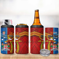 Personalised Fiji and Rotuma Together 4 in 1 Can Cooler Tumbler Tapa and Pacific Art Pattern with Cultural Emblems Half Style