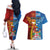 Personalised Fiji and Rotuma Together Couples Matching Off The Shoulder Long Sleeve Dress and Hawaiian Shirt Tapa and Pacific Art Pattern with Cultural Emblems Half Style