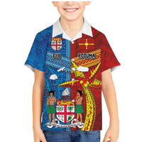 Personalised Fiji and Rotuma Together Family Matching Mermaid Dress and Hawaiian Shirt Tapa and Pacific Art Pattern with Cultural Emblems Half Style