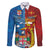 Personalised Fiji and Rotuma Together Family Matching Off The Shoulder Long Sleeve Dress and Hawaiian Shirt Tapa and Pacific Art Pattern with Cultural Emblems Half Style