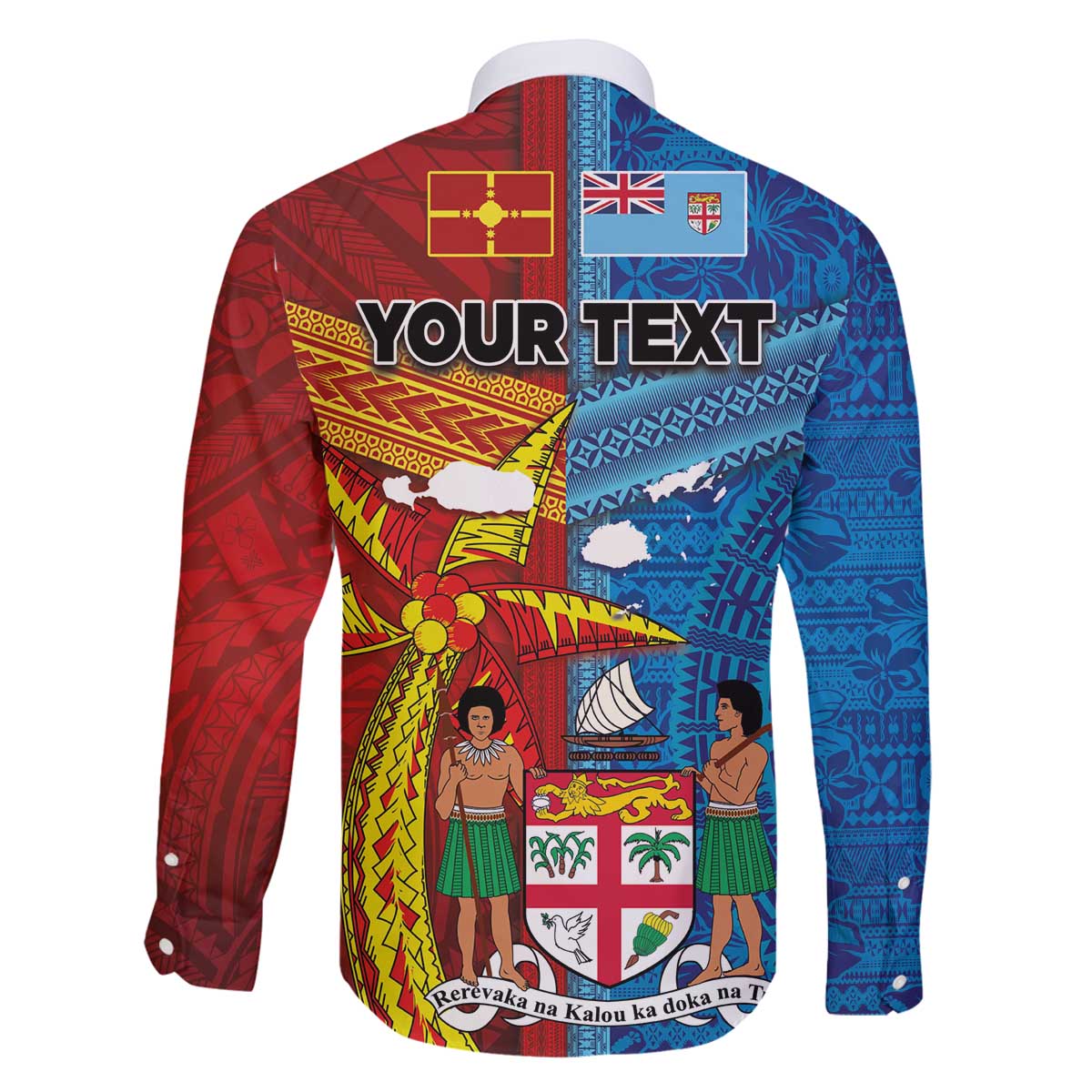 Personalised Fiji and Rotuma Together Family Matching Off The Shoulder Long Sleeve Dress and Hawaiian Shirt Tapa and Pacific Art Pattern with Cultural Emblems Half Style