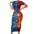 Personalised Fiji and Rotuma Together Family Matching Short Sleeve Bodycon Dress and Hawaiian Shirt Tapa and Pacific Art Pattern with Cultural Emblems Half Style