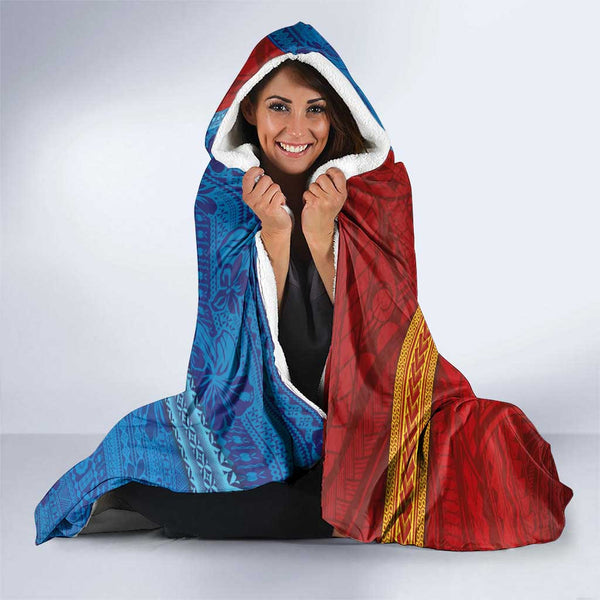Personalised Fiji and Rotuma Together Hooded Blanket Tapa and Pacific ...
