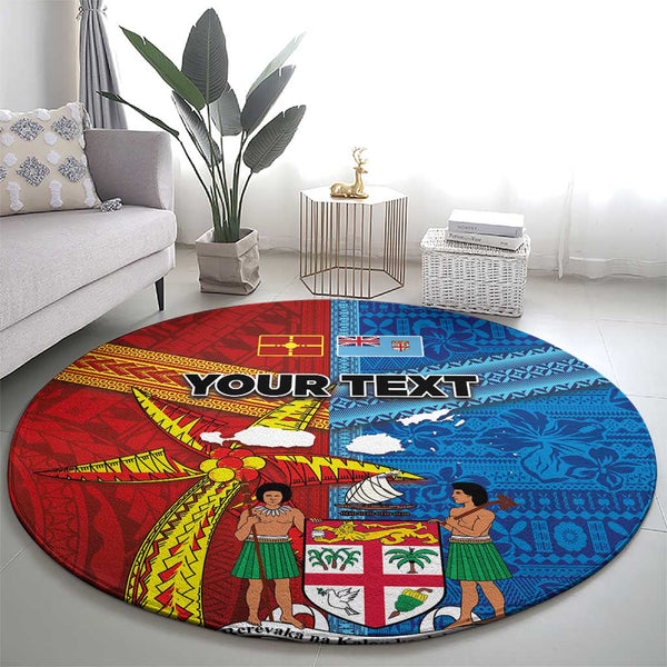 Personalised Fiji and Rotuma Together Round Carpet Tapa and Pacific Art ...