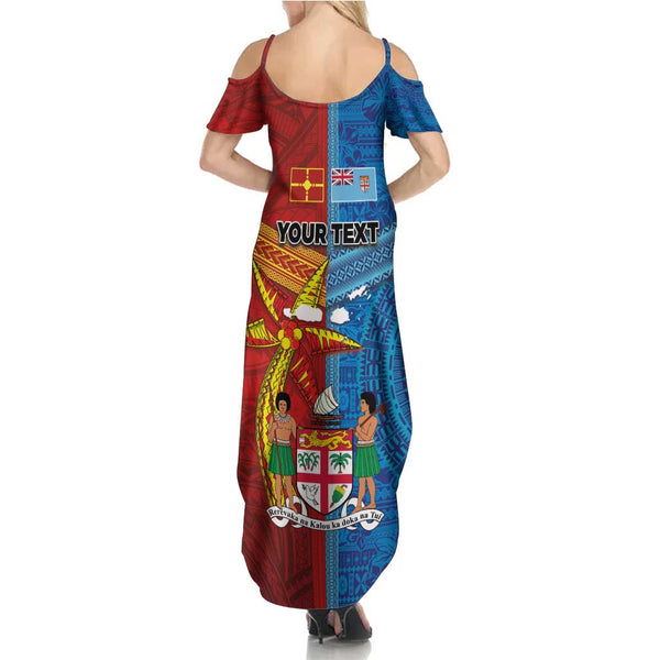 Personalised Fiji and Rotuma Together Summer Maxi Dress Tapa and ...