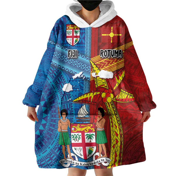 Personalised Fiji and Rotuma Together Wearable Blanket Hoodie Tapa and ...