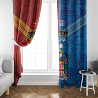Personalised Fiji and Rotuma Together Window Curtain Tapa and Pacific Art Pattern with Cultural Emblems Half Style