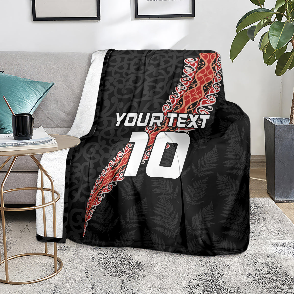 Custom New Zealand Rugby Blanket Maori and Silver Fern Half Style