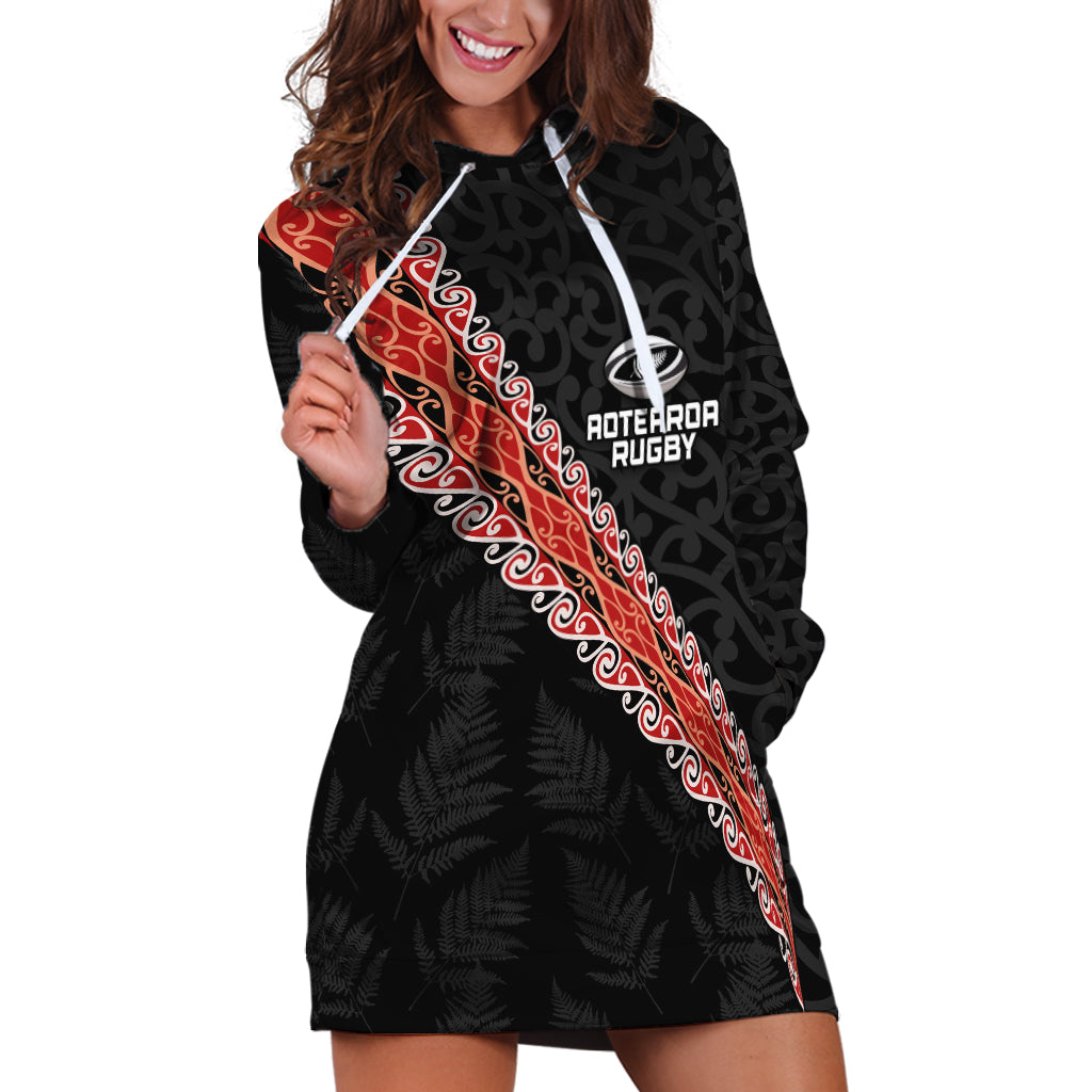 Custom New Zealand Rugby Hoodie Dress Maori and Silver Fern Half Style