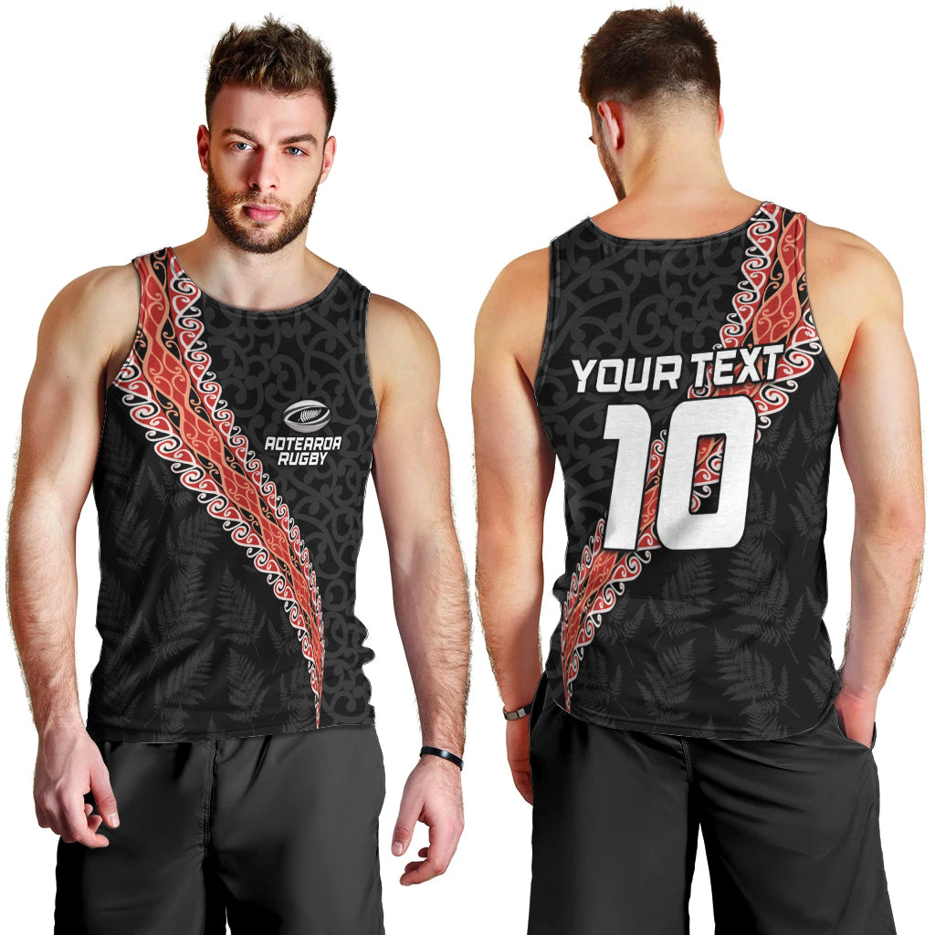 Custom New Zealand Rugby Men Tank Top Maori and Silver Fern Half Style