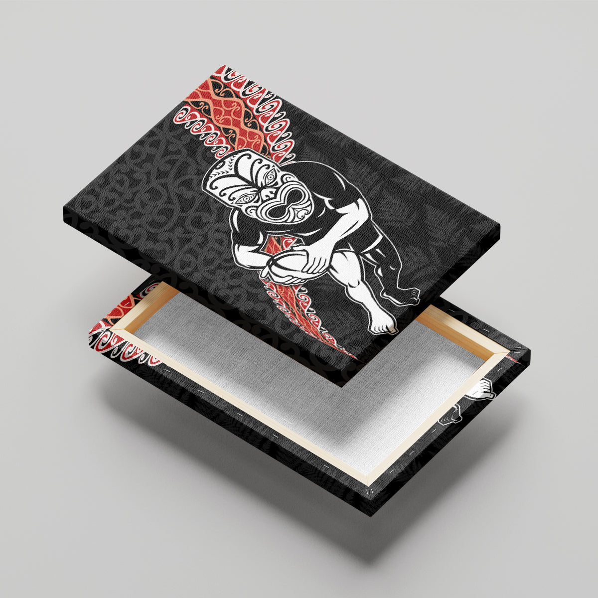 New Zealand Maori Warrior Rugby Canvas Wall Art Maori and Silver Fern Half Style