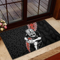 New Zealand Maori Warrior Rugby Rubber Doormat Maori and Silver Fern Half Style