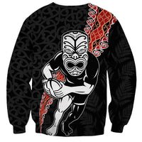 New Zealand Maori Warrior Rugby Sweatshirt Maori and Silver Fern Half Style