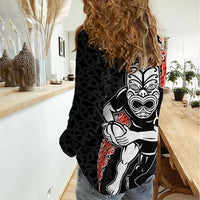 New Zealand Maori Warrior Rugby Women Casual Shirt Maori and Silver Fern Half Style
