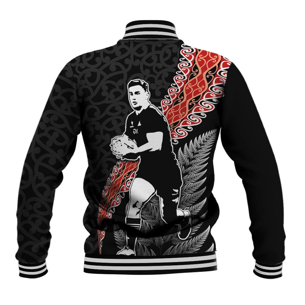 New Zealand Maori Rugby Player Baseball Jacket Maori and Silver Fern Half Style