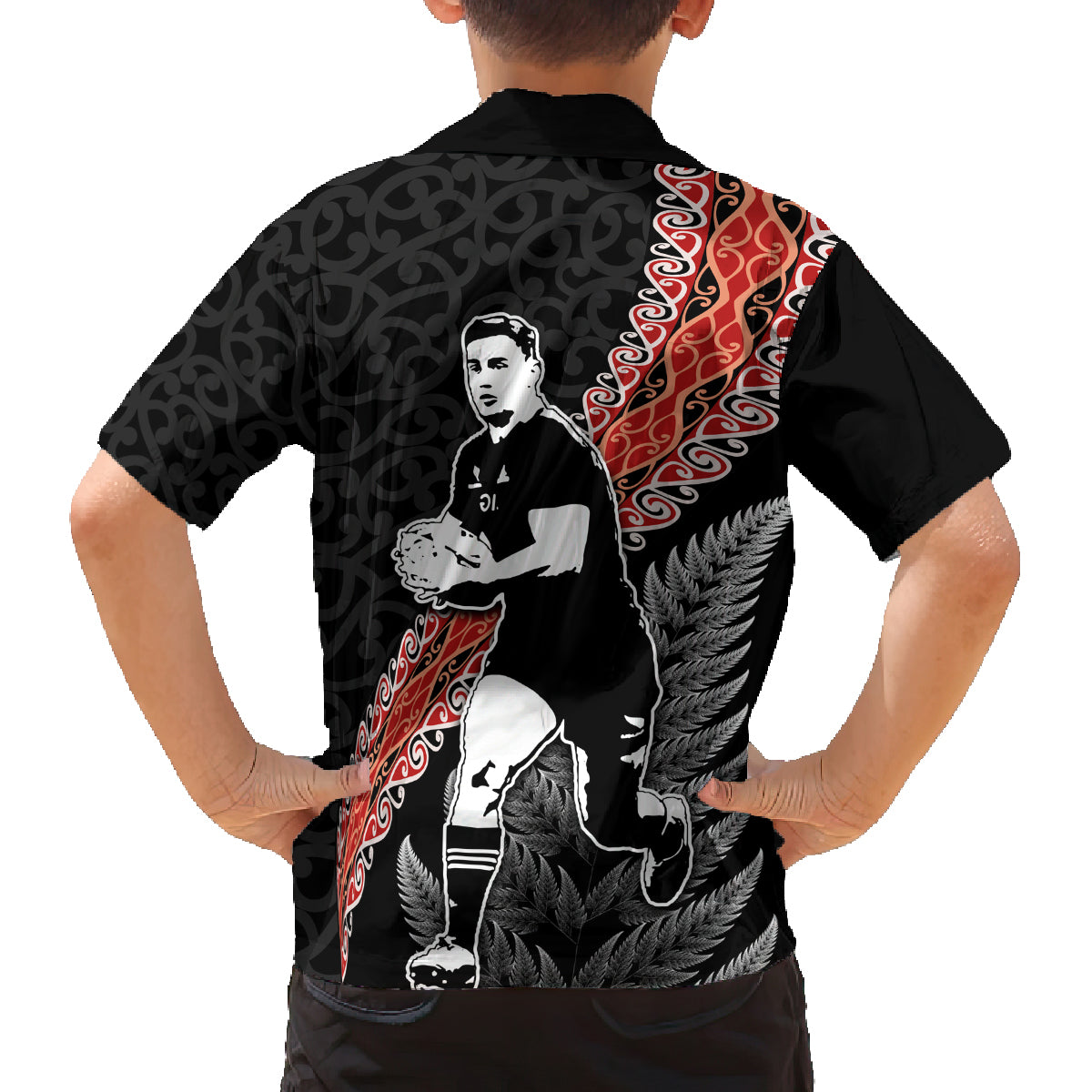 New Zealand Maori Rugby Player Family Matching Tank Maxi Dress and Hawaiian Shirt Maori and Silver Fern Half Style