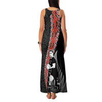 New Zealand Maori Rugby Player Family Matching Tank Maxi Dress and Hawaiian Shirt Maori and Silver Fern Half Style