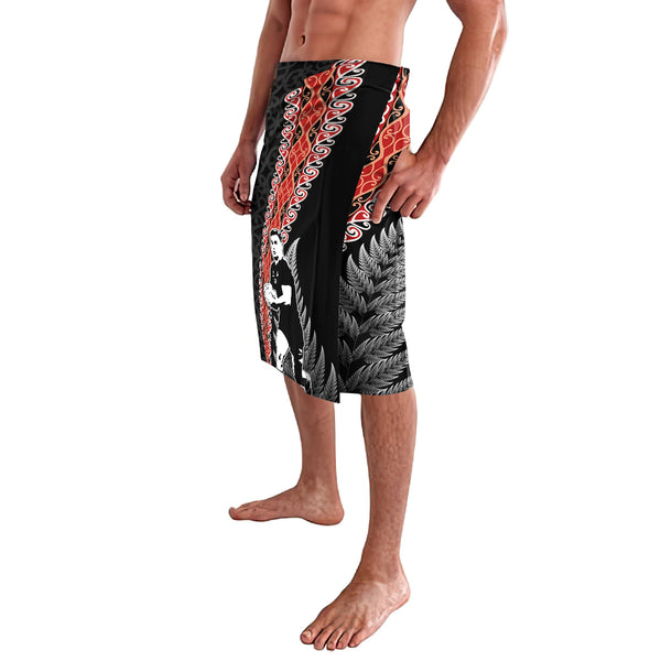 New Zealand Rugby Maori Lavalava Silver Fern Koru Vibes Black LT8 main image 1