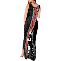 New Zealand Maori Rugby Player Tank Maxi Dress Maori and Silver Fern Half Style