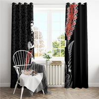 New Zealand Maori Rugby Player Window Curtain Maori and Silver Fern Half Style