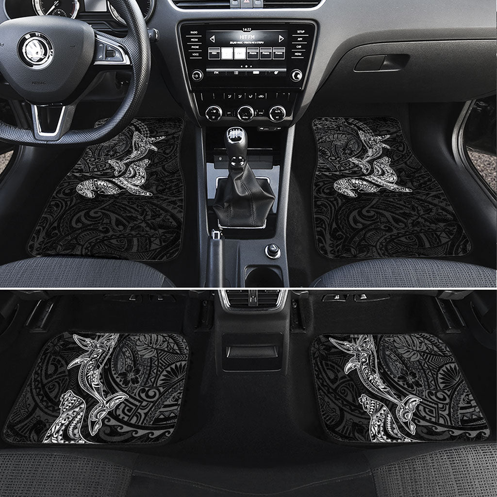 Hawaiian Monk Seal and Whale Car Mats Kakau Tribal Pattern Grayscale