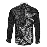 Hawaiian Monk Seal and Whale Family Matching Puletasi and Hawaiian Shirt Kakau Tribal Pattern Grayscale LT03 - Polynesian Pride