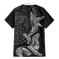 Hawaiian Monk Seal and Whale Family Matching Summer Maxi Dress and Hawaiian Shirt Kakau Tribal Pattern Grayscale LT03 - Polynesian Pride