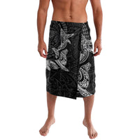 Hawaiian Monk Seal and Whale Lavalava Kakau Tribal Pattern Grayscale LT03 Black - Polynesian Pride