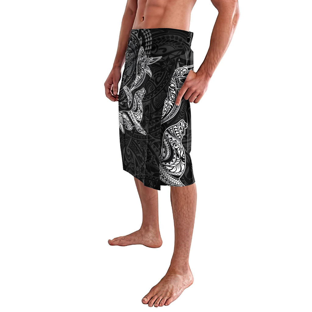 Hawaiian Monk Seal and Whale Lavalava Kakau Tribal Pattern Grayscale LT03 - Polynesian Pride