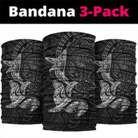 Hawaiian Monk Seal and Whale Neck Gaiter Kakau Tribal Pattern Grayscale LT03 package One Size: 25*50cm Black - Polynesian Pride