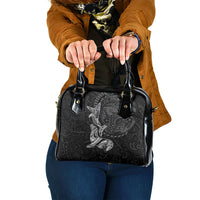 Hawaiian Monk Seal and Whale Shoulder Handbag Kakau Tribal Pattern Grayscale LT03 One Size Black - Polynesian Pride