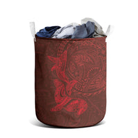 Hawaiian Monk Seal and Whale Laundry Basket Kakau Tribal Pattern Red Color LT03 - Polynesian Pride