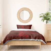 Hawaiian Monk Seal and Whale Bedding Set Kakau Tribal Pattern Red Color LT03 - Polynesian Pride