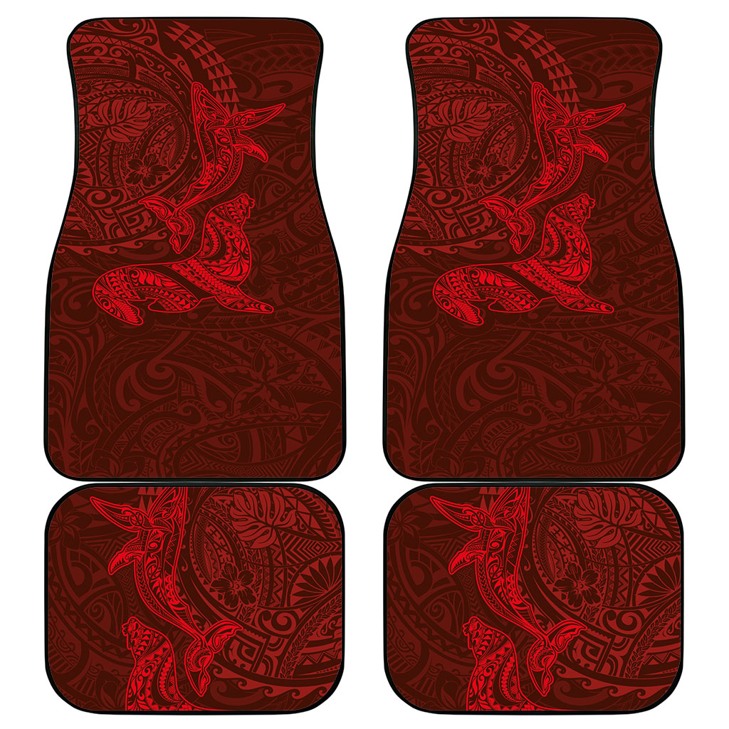 Hawaiian Monk Seal and Whale Car Mats Kakau Tribal Pattern Red Color LT03 - Polynesian Pride