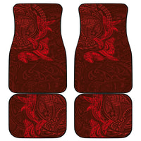 Hawaiian Monk Seal and Whale Car Mats Kakau Tribal Pattern Red Color LT03 - Polynesian Pride